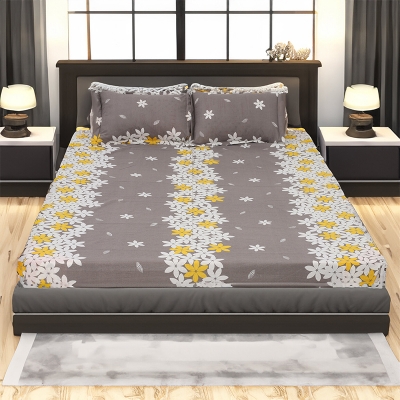 Picture of Digital Home Tex Cotton mixed (পলেস্টার মিক্সড পাতলা কাপড়) 7.5 Feet By 8 Feet King Size Bedsheet With Two Pillow Covers - Bed Sheet Multicolor