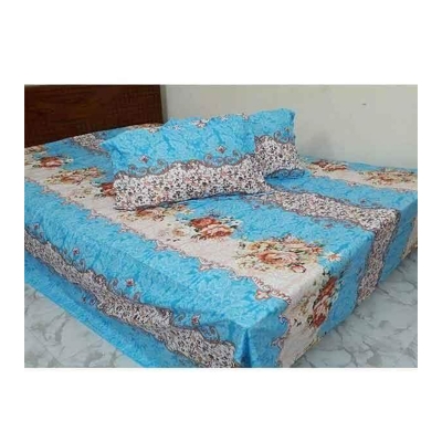 Picture of Double King Size Cotton Bed Sheet With  2 Pillow Covers - Multicolor 