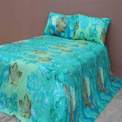 Picture of Double King Size Cotton Bed Sheet With  2 Pillow Covers - Multicolor 