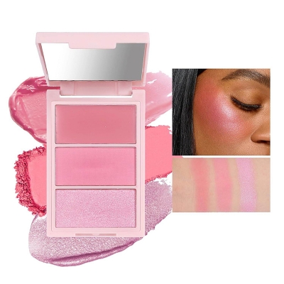 Picture of HANDAIYAN Vegan Blush Highlighter Eyeshadow 3D Blush Trio Palette Cosmetic Blush -#04 