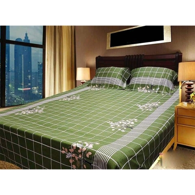 Picture of Double King Size Cotton Bed Sheet with Matching 2 Pillow Covers - Multicolor