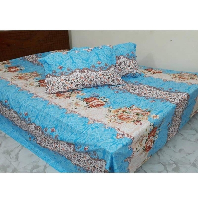Picture of Double Size Cottont  Bed Sheet With  2 Pillow Covers - Multicolor
