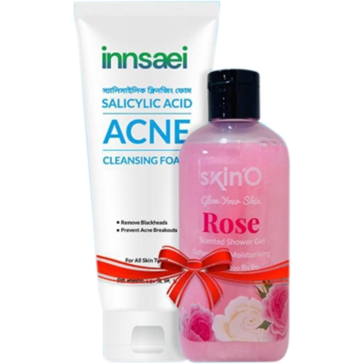 Picture of INNSAEI SALICYLIC ACID ACNE SOLUTION CLEANSING FOAM 150ML+ SKINO ROSE SCENTED SHOWER GEL 220ML(made in bangladesh) INNSAEI SALICYLIC ACID ACNE SOLUTION CLEANSING FOAM 150ML+ SKINO ROSE SCENTED SHOWER GEL 220ML(made in bangladesh) Multicolor