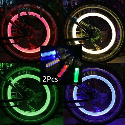 Picture of 2PCS Bicycle Car LED Neon Tire Wheel Gas Nozzle Valve Glow Stick Light For Bike/Car/Motorbike Multicolor