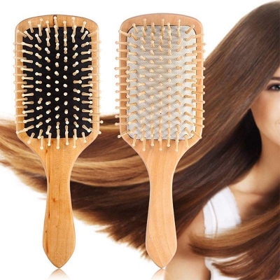 Picture of Wooden Paddle Hair Massage Brush Comb Wooden Bristle 