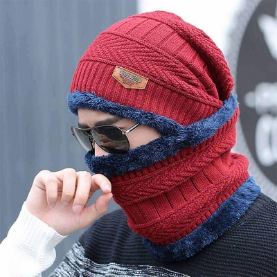 Picture of Neck warmer knitted hat for men women Multicolor