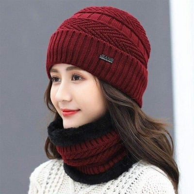 Picture of Winter Beanie & Neck Warmer Scarf Set Multicolor