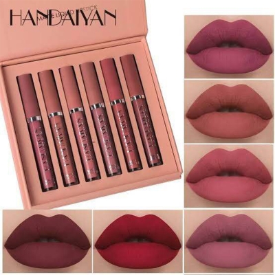 Picture of HANDAIYAN 6 Colors Long Lasting Velvet Lips Tint Liquid Lipsticks Waterproof Non-Stick Cup Lipgloss Gift Set (A) 