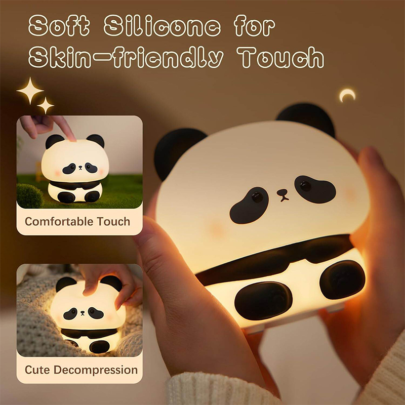 Picture of Sleeping Panda LED Night Light Living Room Cute Panda Plastic Lamp Bedside Decor Creative Kids Night Light Birthday Gift Cake Decor Multicolor