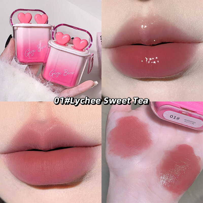 Picture of GEGE BEAR Heart-beating Water Gloss Velvet Matte Lip Glaze Combination Two-pack Mirror Matte Headphone Shaped Pendant Lip Glaze 
