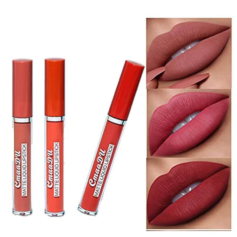 Picture of Cmaa du 3 Color / Set Long Lasting Velvet Matte Liquid Lipstick Makeup Women Beauty Red Nonstick Cup Waterproof Lip stick Lip Gloss 