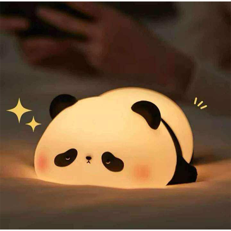 Picture of Panda LED Night Light Patting Lamp Cartoon Children's Nightlight Toy Gift Bedroom Decor Multicolor