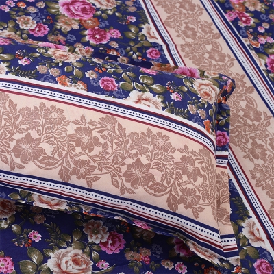 Picture of Cotton Multicolor(Blooming Beauty) Print King Size Flat Bed Sheet Set (7.5 by 8.5 Feet) with Two Pillow Covers- 300 Thread Count- Hand Washable Multicolor