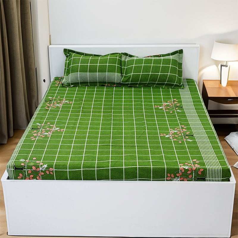 Picture of Digital Home Tex Cotton mixed (পলেস্টার মিক্সড পাতলা কাপড়) 7.5 Feet By 8 Feet King Size Bedsheet With Two Pillow Covers - Bed Sheet Multicolor