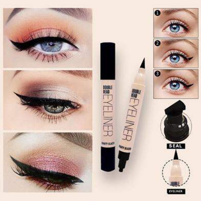 Picture of BEAUTY GLAZED Double Head Waterproof Eyeliner Pen Cat Eye Winged Eye Eyeliner Cosmetic Seal Stamp Wings Eye Beauty Kit 