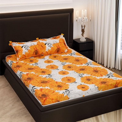 Picture of Digital Home Tex Cotton mixed (পলেস্টার মিক্সড পাতলা কাপড়) 7.5 Feet By 8 Feet King Size Bedsheet With Two Pillow Covers - Bed Sheet Multicolor