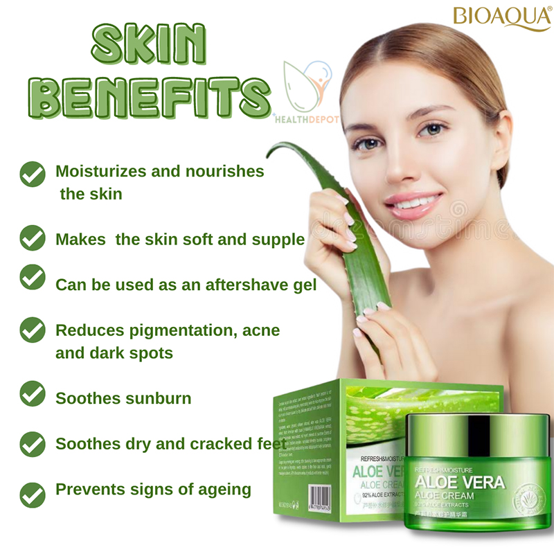 Picture of BIOAQUA Aloe Vera Cream Moisturizing Soothing Gel Natural Aloe Vera Extract Serum Brighten -50g 
