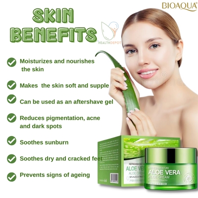 Picture of BIOAQUA Aloe Vera Cream Moisturizing Soothing Gel Natural Aloe Vera Extract Serum Brighten -50g 