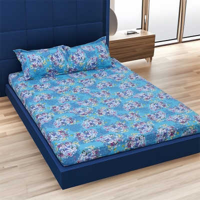 Picture of Digital Home Tex Cotton mixed (পলেস্টার মিক্সড পাতলা কাপড়) 7.5 Feet By 8 Feet King Size Bedsheet With Two Pillow Covers - Bed Sheet Multicolor