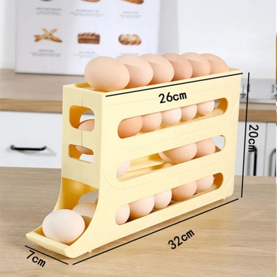 Picture of 4 Tiers Egg Holder for Fridge: 30 Eggs Auto Rolling Egg Dispenser, Space-Saving Egg Dispenser Holder, Fridge Egg Storage Rack Large Capacity Egg Organizer for Refrigerator Kichen Cabinet (Yellow) -Best Rate Multicolor
