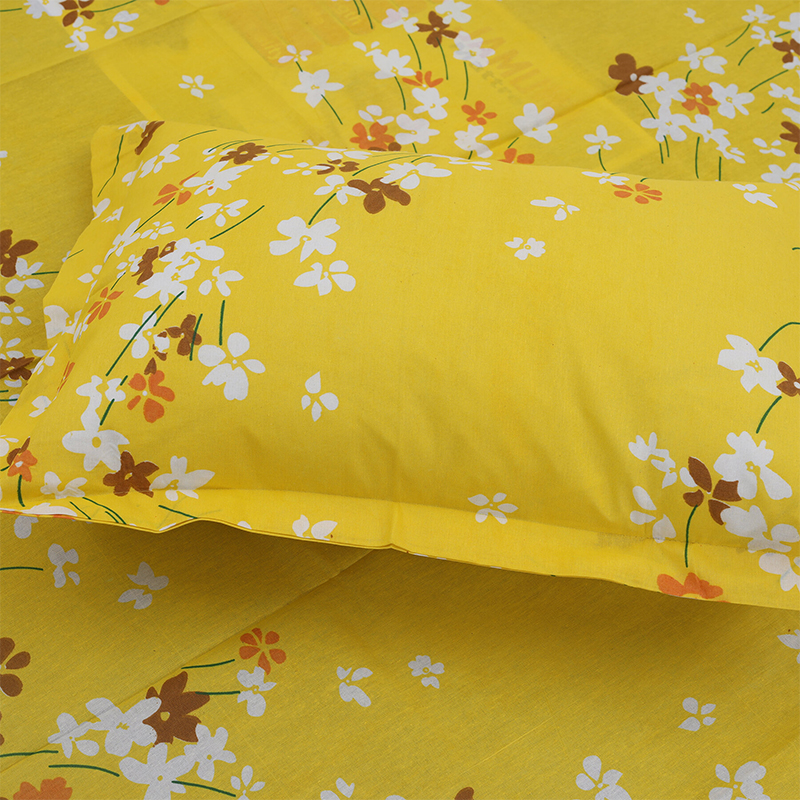 Picture of Cotton Multicolor(Blooming Beauty) Print King Size Flat Bed Sheet Set (7.5 by 8.5 Feet) with Two Pillow Covers- 300 Thread Count- Hand Washable Multicolor