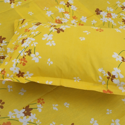Picture of Cotton Multicolor(Blooming Beauty) Print King Size Flat Bed Sheet Set (7.5 by 8.5 Feet) with Two Pillow Covers- 300 Thread Count- Hand Washable Multicolor