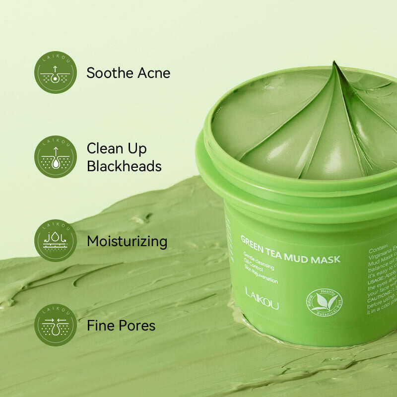 Picture of LAIKOU Green Tea Mud Mask Gentle Cleansing Oil Control Skin Rejuvenation -100gm 