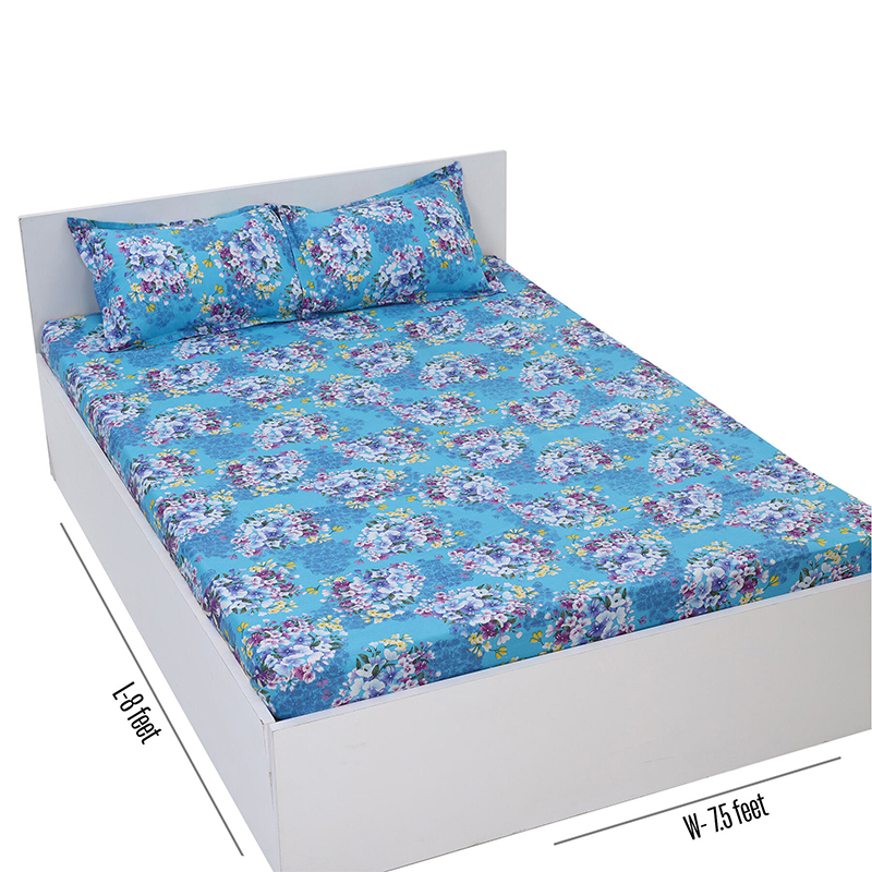 Picture of Digital Home Tex Cotton mixed (পলেস্টার মিক্সড পাতলা কাপড়) 7.5 Feet By 8 Feet King Size Bedsheet With Two Pillow Covers - Bed Sheet Multicolor