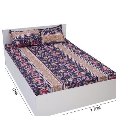 Picture of Cotton Multicolor(Blooming Beauty) Print King Size Flat Bed Sheet Set (7.5 by 8.5 Feet) with Two Pillow Covers- 300 Thread Count- Hand Washable Multicolor