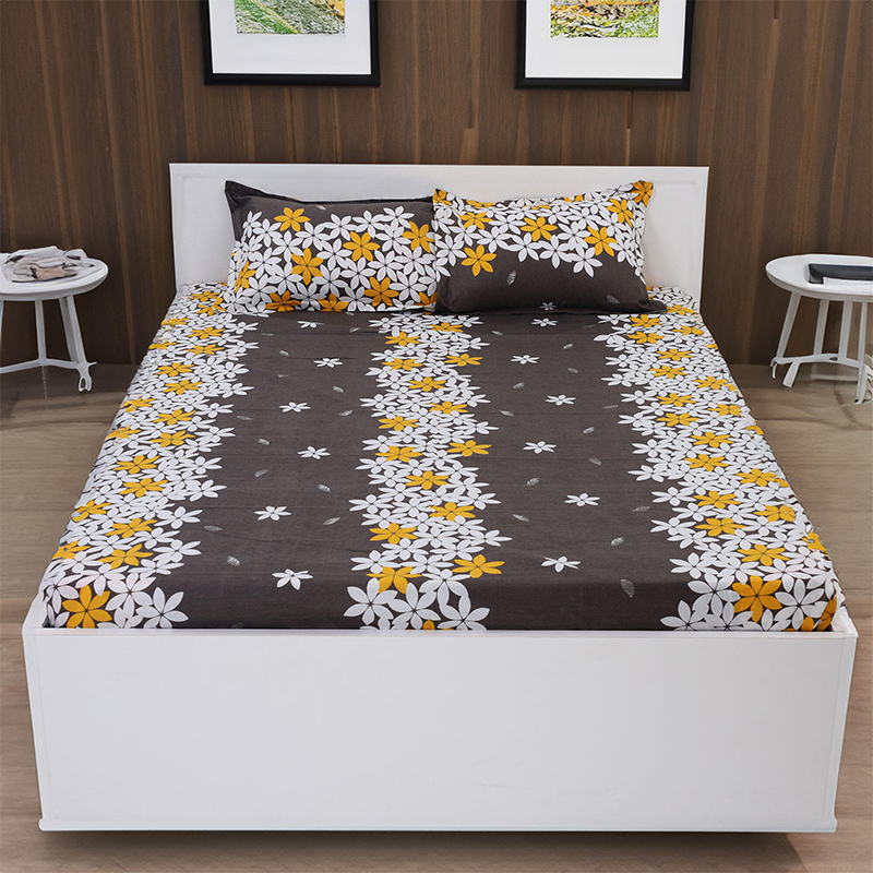 Picture of Digital Home Tex Cotton mixed (পলেস্টার মিক্সড পাতলা কাপড়) 7.5 Feet By 8 Feet King Size Bedsheet With Two Pillow Covers - Bed Sheet Multicolor