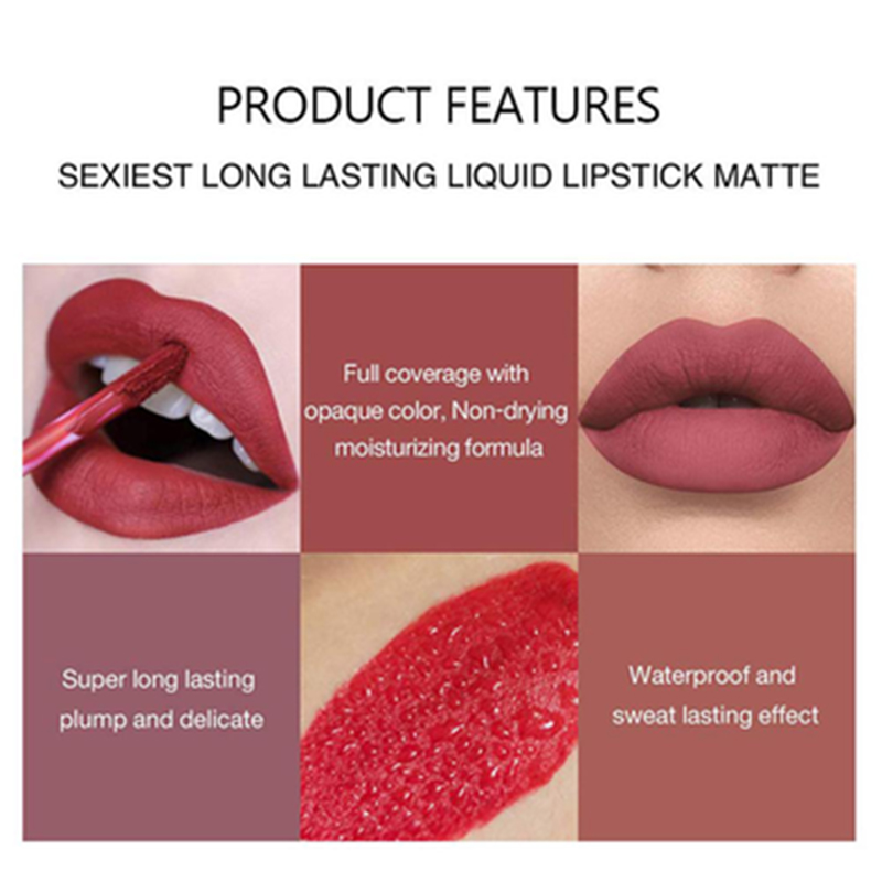 Picture of HANDAIYAN 6 Colors Long Lasting Velvet Lips Tint Liquid Lipsticks Waterproof Non-Stick Cup Lipgloss Gift Set (A) 