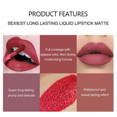 Picture of HANDAIYAN 6 Colors Long Lasting Velvet Lips Tint Liquid Lipsticks Waterproof Non-Stick Cup Lipgloss Gift Set (A) 