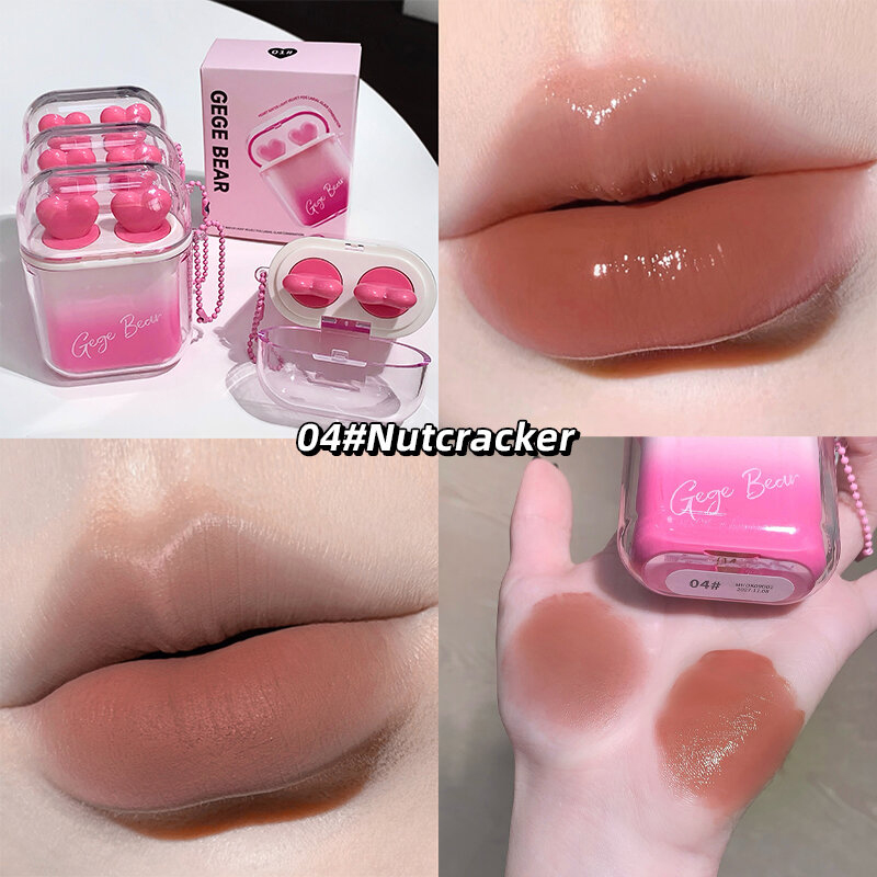 Picture of GEGE BEAR Heart-beating Water Gloss Velvet Matte Lip Glaze Combination Two-pack Mirror Matte Headphone Shaped Pendant Lip Glaze 
