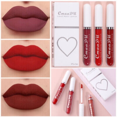 Picture of Cmaa du 3 Color / Set Long Lasting Velvet Matte Liquid Lipstick Makeup Women Beauty Red Nonstick Cup Waterproof Lip stick Lip Gloss 