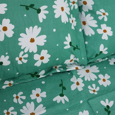 Picture of Cotton Multicolor(Blooming Beauty) Print King Size Flat Bed Sheet Set (7.5 by 8.5 Feet) with Two Pillow Covers- 300 Thread Count- Hand Washable Multicolor