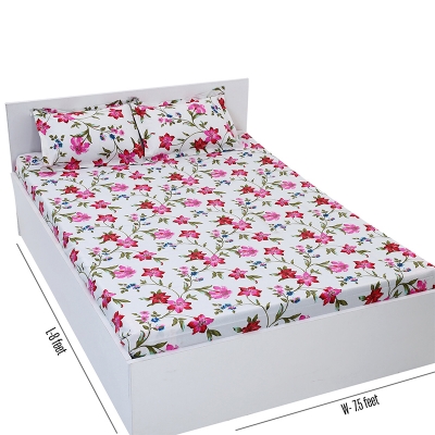 Picture of Double Size Flat Cotton Multicolor Bed Sheet Set - Two Pillow Covers Included Easy Maintenance - 300 Thread Count- Hand Washable Multicolor