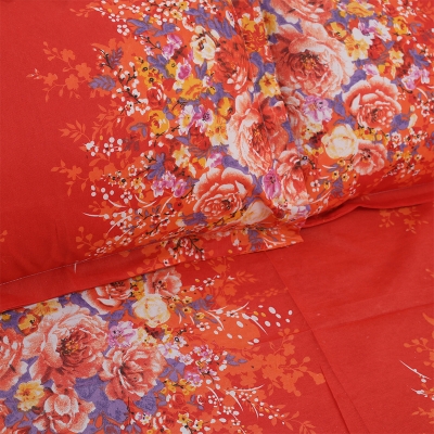 Picture of Digital Home Tex Cotton mixed (পলেস্টার মিক্সড পাতলা কাপড়) 7.5 Feet By 8 Feet King Size Bedsheet With Two Pillow Covers - Bed Sheet Multicolor