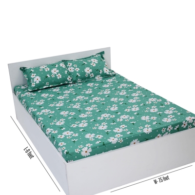 Picture of Cotton Multicolor(Blooming Beauty) Print King Size Flat Bed Sheet Set (7.5 by 8.5 Feet) with Two Pillow Covers- 300 Thread Count- Hand Washable Multicolor