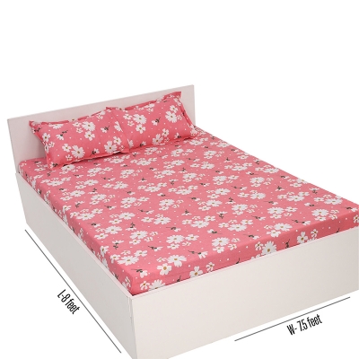 Picture of Double Size Flat Cotton Multicolor Bed Sheet Set - Two Pillow Covers Included Easy Maintenance - 300 Thread Count- Hand Washable Multicolor