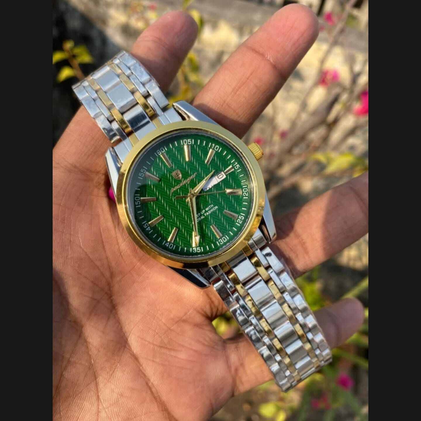Picture of POEDAGAR 962 Wrist Watch For Men Luxury Premium Quality Waterproof Full Stainless Steel Automatic Day and Date Most Attractive Top Demanding Fashionable Formal Quartz Watch