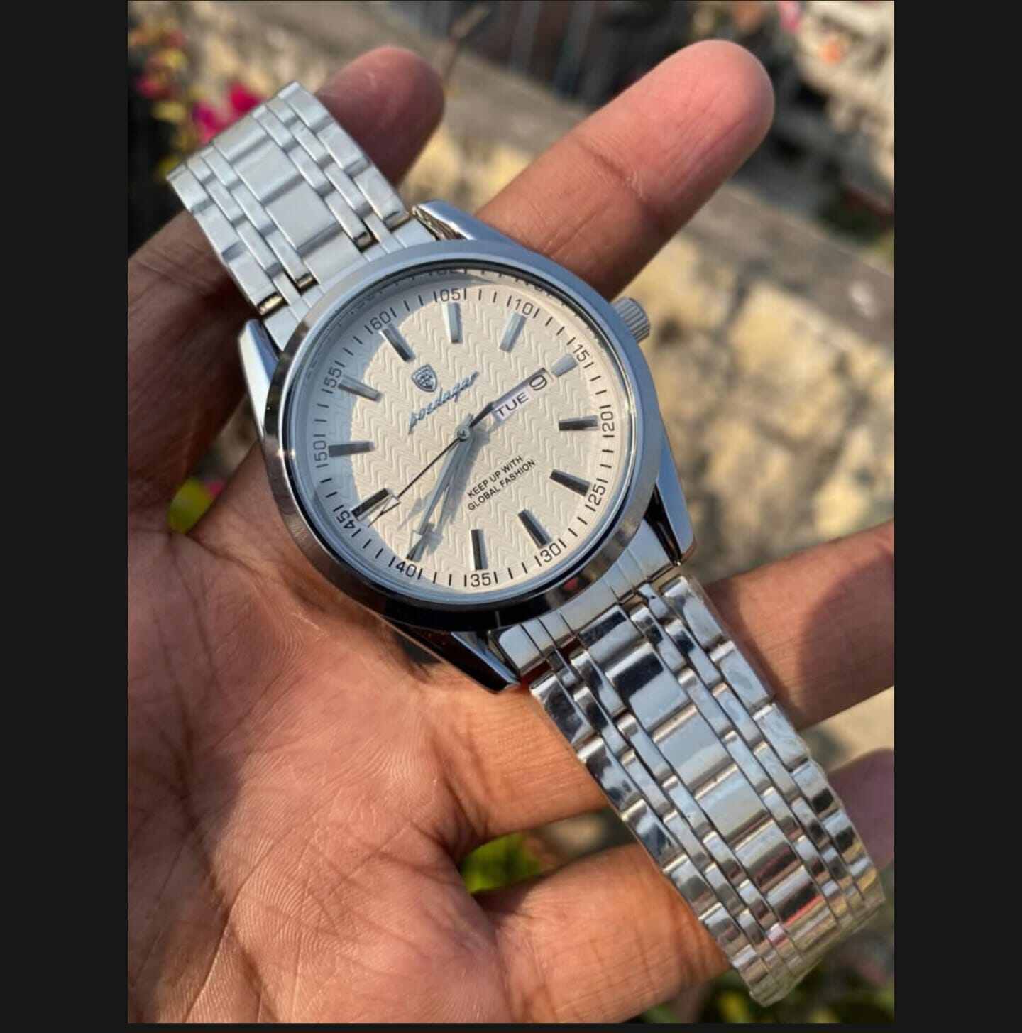 Picture of POEDAGAR 962 Wrist Watch For Men Luxury Premium Quality Waterproof Full Stainless Steel Automatic Day and Date Most Attractive Top Demanding Fashionable Formal Quartz Watch