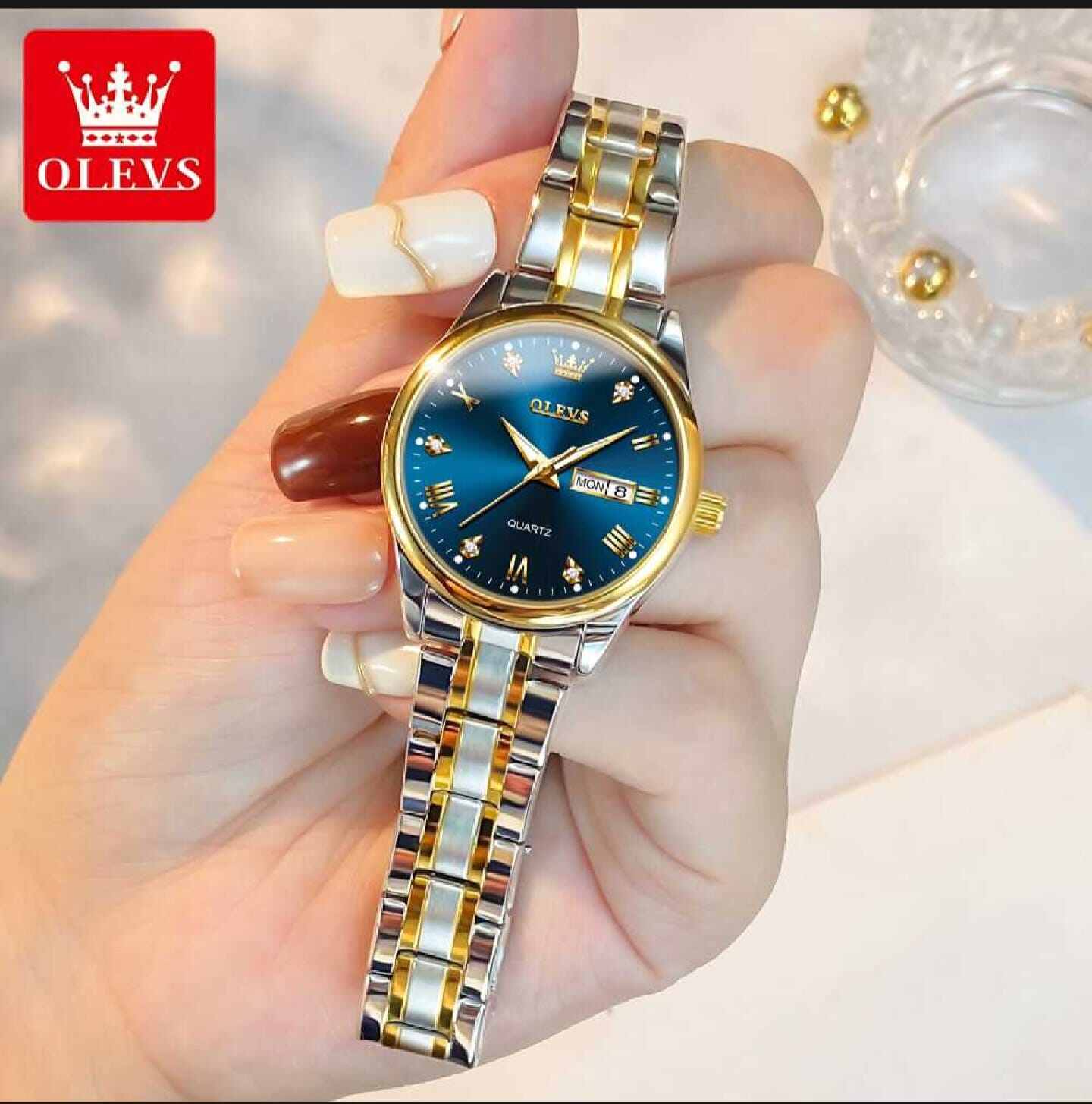 Picture of Olevs Luxury Stylish & Fashionable Tone Stainless Steel Analog Wrist Watch For Women