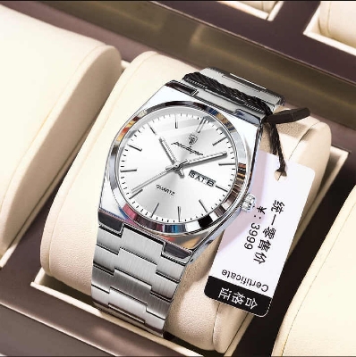 Picture of POEDAGAR 930 Business Luminous Stainless Steel Quartz Men’s Watch- Silver Blue & Rose Gol