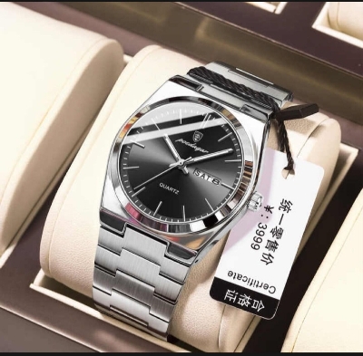 Picture of POEDAGAR 930 Business Luminous Stainless Steel Quartz Men’s Watch- Silver Blue & Rose Gol