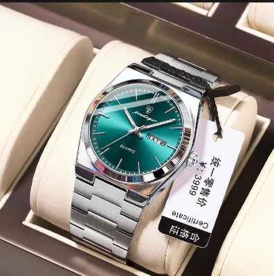 Picture of POEDAGAR 930 Business Luminous Stainless Steel Quartz Men’s Watch- Silver Blue & Rose Gol