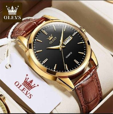 Picture of Olevs Men Watch Luxury Leather Luminous Hand Watch Black & Blue - Watch For Men
