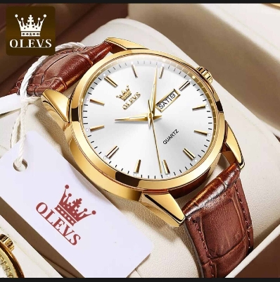 Picture of Olevs Men Watch Luxury Leather Luminous Hand Watch Black & Blue - Watch For Men