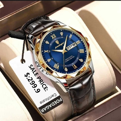 Picture of POEDAGAR 615L Men's Leather Quartz Watch - Water Resistant Business Luxury Fashion Wristwatch - Watch For Men - Watch