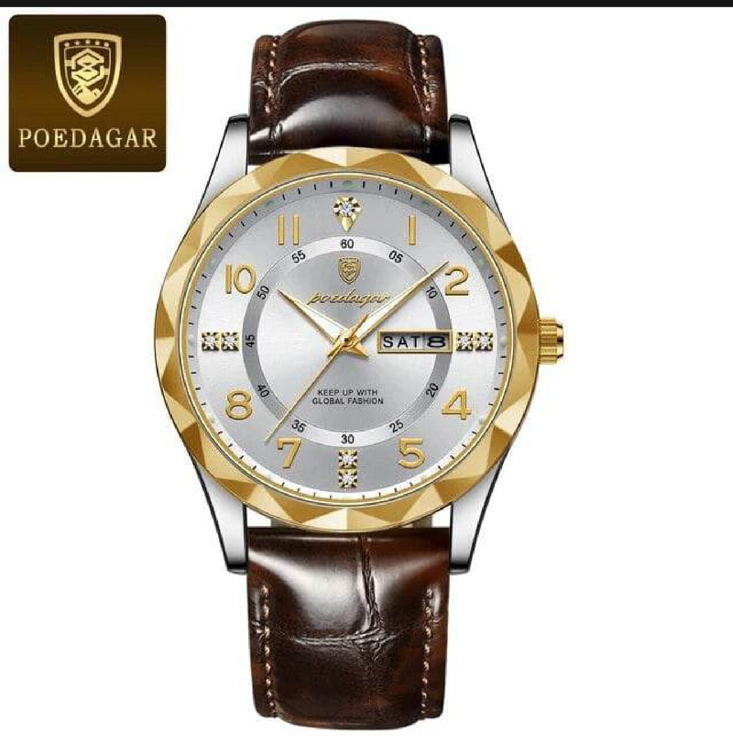 Picture of POEDAGAR 615L Men's Leather Quartz Watch - Water Resistant Business Luxury Fashion Wristwatch - Watch For Men - Watch