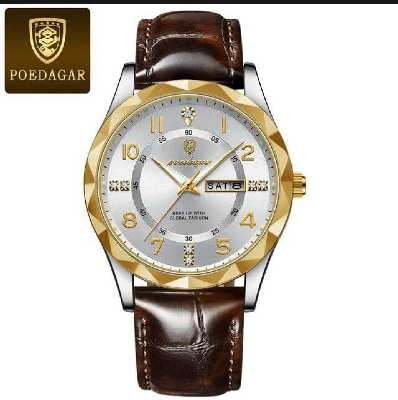 Picture of POEDAGAR 615L Men's Leather Quartz Watch - Water Resistant Business Luxury Fashion Wristwatch - Watch For Men - Watch